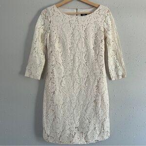 Vince Camuto Elegant Cream Lace Mini Dress Casual Neutral Bridal Formal 4